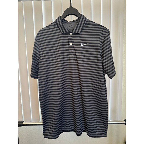 Nike Other - Men's Nike Dri-Fit Performance Gray Striped Golf Polo Shirt Size Large *Read*